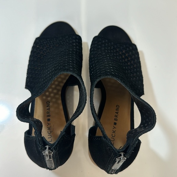Lucky Brand Nacria Black Suede Perforated Booties Size 8.5 - Picture 8 of 16